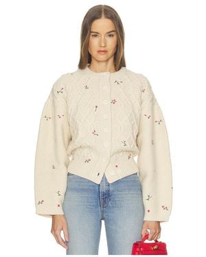 Helsa Jeanette Embroidered Merino Cardigan - Blue