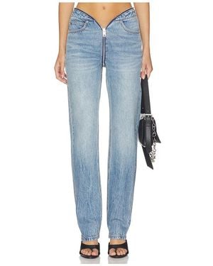 Alexander Wang Dipped V Zip Waistband Straight Leg Jeans - Blue