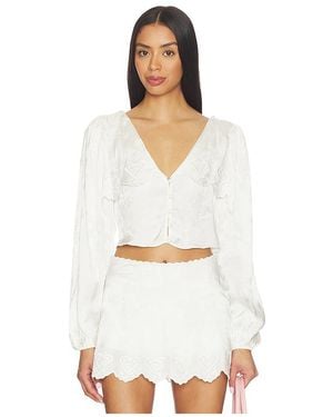For Love & Lemons Locked Hearts Top - White