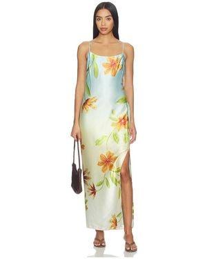 MILLY Lily Floral Satin Dress - Metallic