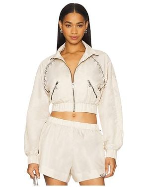 Area Crystal Trim Track Jacket - Natural