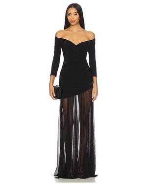 Norma Kamali Off Shoulder Sweetheart Combo Flared Gown - Black
