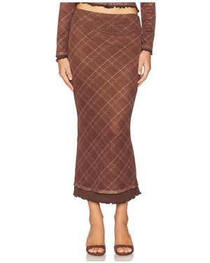 Line & Dot Richard Plaid Midi Skirt - ブラウン