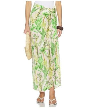 VERANDAH Hand Draped Tropical Maxi Skirt - Green