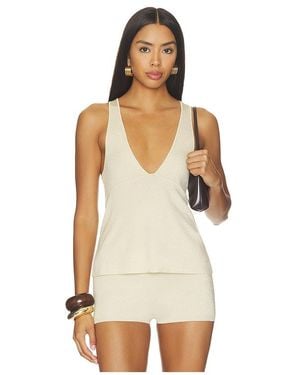 Lovers + Friends Rosanna Metallic V Neck Top - White