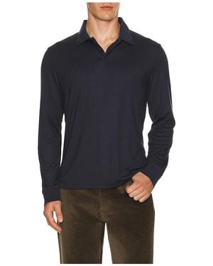 Theory Anemone Milano Goris Long Sleeve Polo - Blue