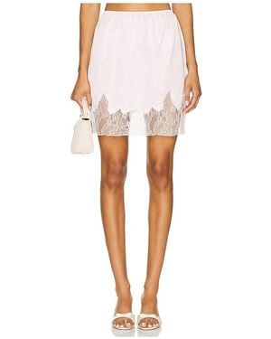 SWF Lace Trim Satin Mini Skirt - White