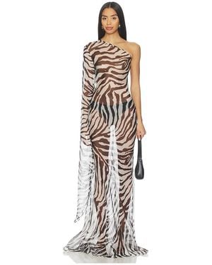 Cha The Label Kleid Zebra Print Maxi - Weiß