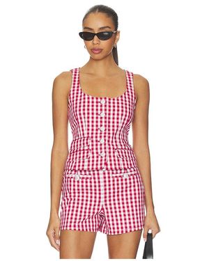 Cinq À Sept Mini Gingham Denim Lovina Top - Pink