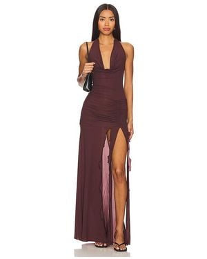 Indah Vestido De Malla Con Escote Halter Jlo En Color Vino Talla (También En Xl) - Multicolor