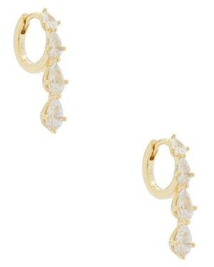 By Adina Eden Teardrop Cz Cascade Huggie Earrings - Metallic