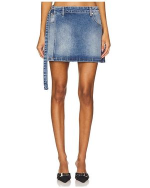 A.Brand Cotton Wrap Mini Skirt - Blue