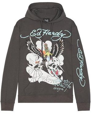 Sudadera Con Capucha Ed Hardy Golden-Eagle Estampada Para Hombre