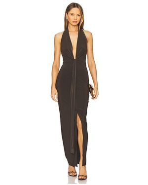 Norma Kamali X Revolve Tie Front Halter Gown - Black
