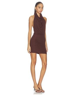 SNDY'S Sonia High Neck Mini Dress - Brown