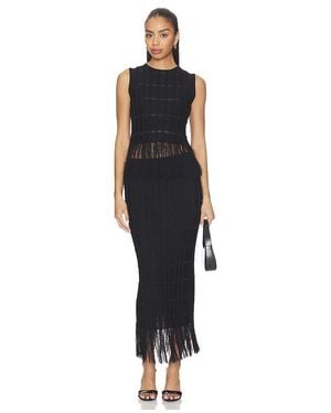 Karina Grimaldi Aria Fringe Knit Set - Black