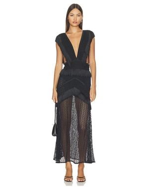 PATBO Ayla Fringe Long Dress - Black
