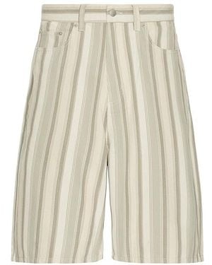 Obey Baja Stripe Baggy Denim Shorts - Natural