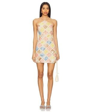 Hemant & Nandita Lace Insert Mini Dress - Natural