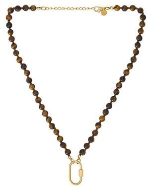 petit moments Beaded Carabiner Necklace - Brown