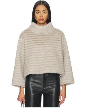 Jocelyn Faux Mink Pullover Sweatshirt - Natural