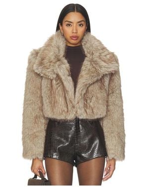 Bronx and Banco Cropped Faux Fur Jacket - Brown