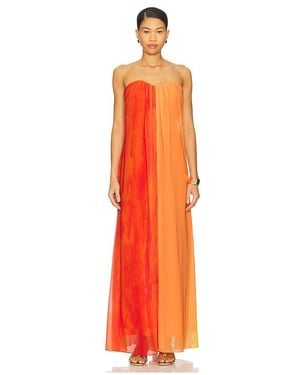MILLY Sunset Stripe Strapless Dress - Orange