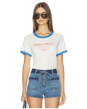 The Laundry Room Queen Of Beers Perfect Ringer Tee - White