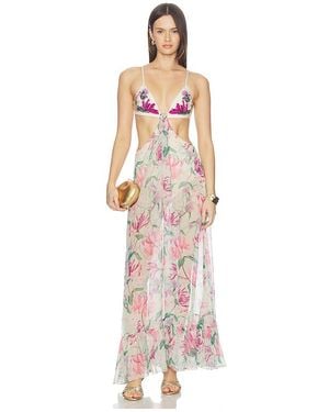 PATBO Honey Flower Embroidered Beach Dress - White
