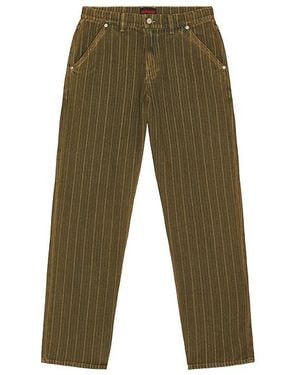 Pleasures Rail Stripe Work Trousers - Green
