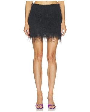 AEXAE Polyester Fringe Mini Skirt - Black