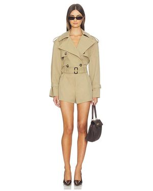 Self-Portrait Cotton Playsuit - Natural