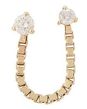 STONE AND STRAND Diamond Block Chain Double Stud Earring - Metallic