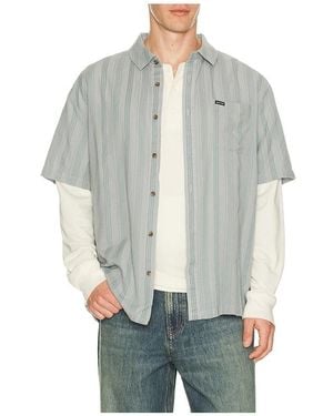 Brixton Cru Striped Dobby Woven Shirt - Gray