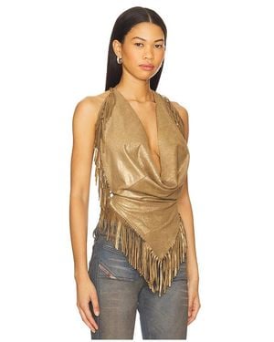 Urban Outfitters Shimmery Fringe Halter トップ - ブラウン