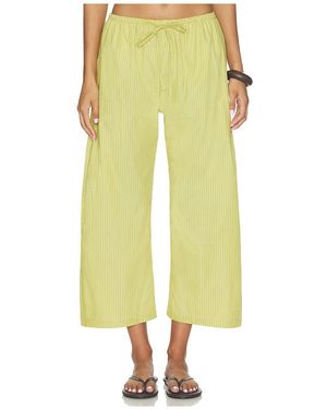 Leset Yoshi Stripe Crop Drawstring Pant - Yellow