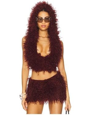 Jaded London Haka Mongolian Faux Fur Backless Top - Multicolour