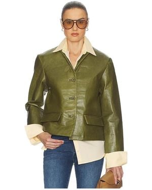 Helsa Puffy Leather Jacket - Green