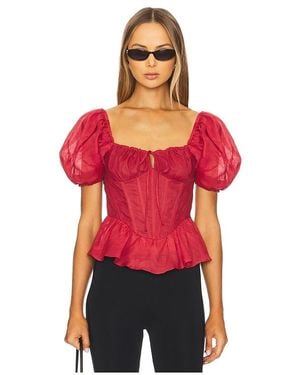 Bardot Esra パフスリーブコルセットトップ - レッド