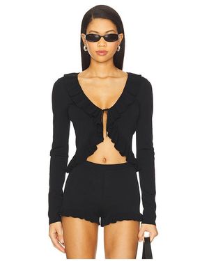 MAJORELLE Layilah Ruffle Cardigan - Black