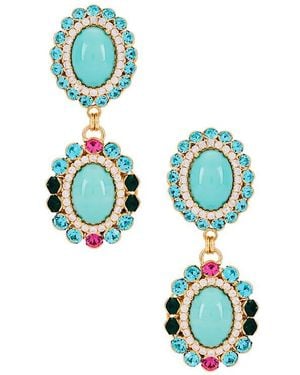 Anton Heunis Omega Clasp Double Oval Cluster Earrings - Blue