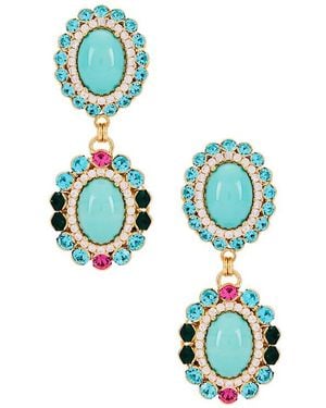 Anton Heunis Omega Clasp Double Oval Cluster Earrings - Blue