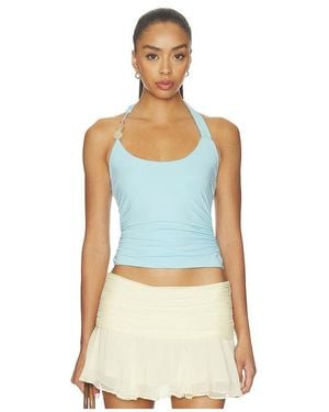 SNDY'S Lexie Twist Halter Tank - Blue