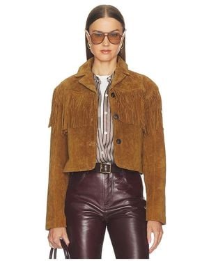 Blank NYC Faux Suede Fringe Jacket - Brown