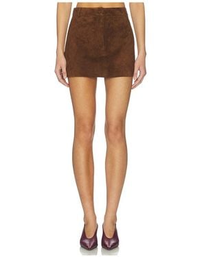 AEXAE Minifalda De Ante Y Cuero En Color Chocolate Talla (También En Xs, S, M, Xl) - Multicolor