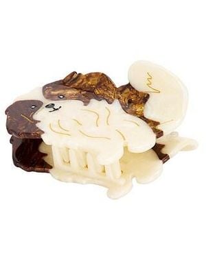 Solar Eclipse Hand-Painted Shih Tzu Pup Claw Hair Clip - Multicolour