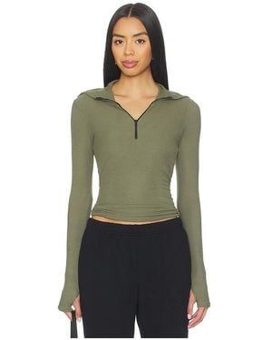 Michael Lauren Jove Long Sleeve Half Zip Top - Green