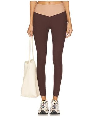 Year Of Ours Ribbed Two Tone Dip Legging - Brown