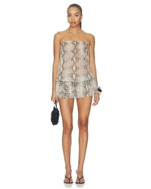 Indah Izzy Printed Drop Waist Mini Dress - Natural