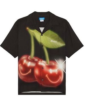 Market Smiley Cherries Button Up Shirt - Black
